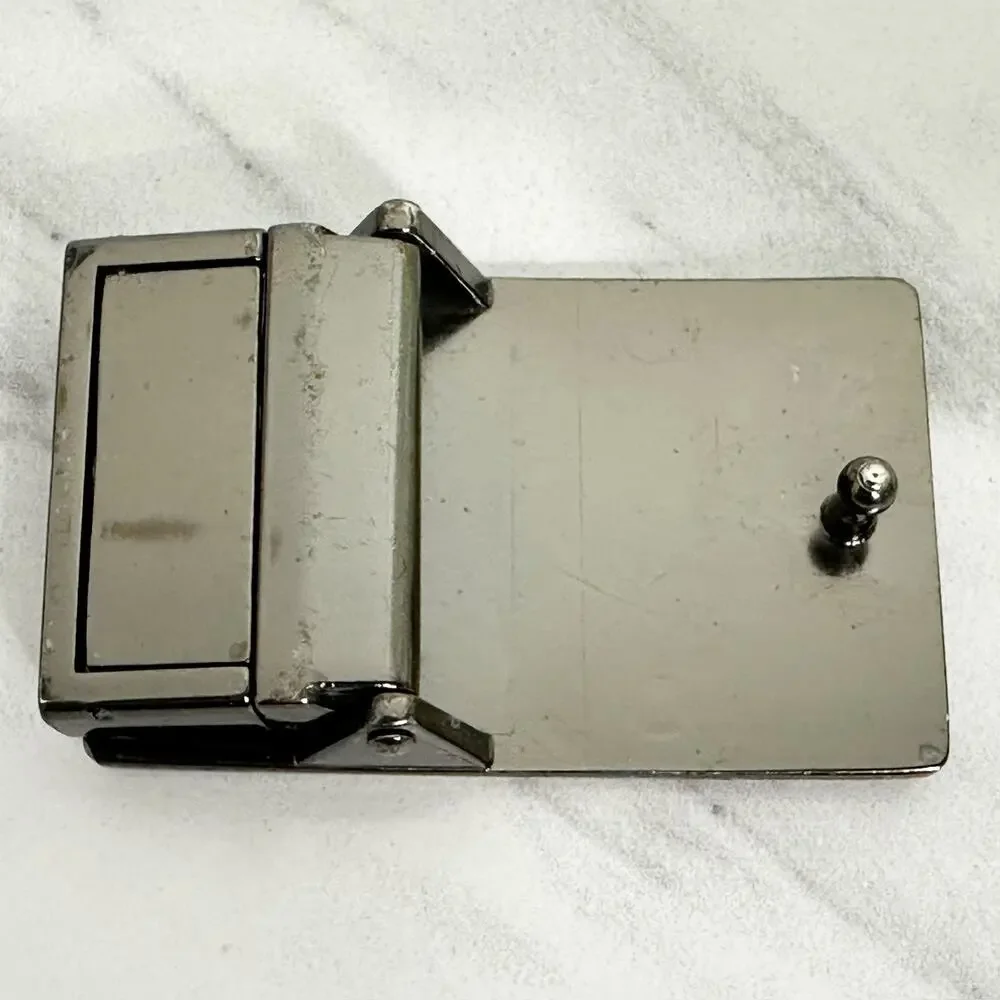 Textured Gunmetal Tone Reversible Clamp On Belt Buckle